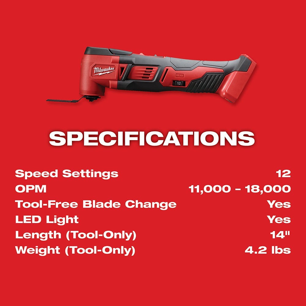 Milwaukee M18 Multi-Tool with M18 REDLITHIUM HIGH OUTPUT XC 6.0Ah Battery 2-Pack