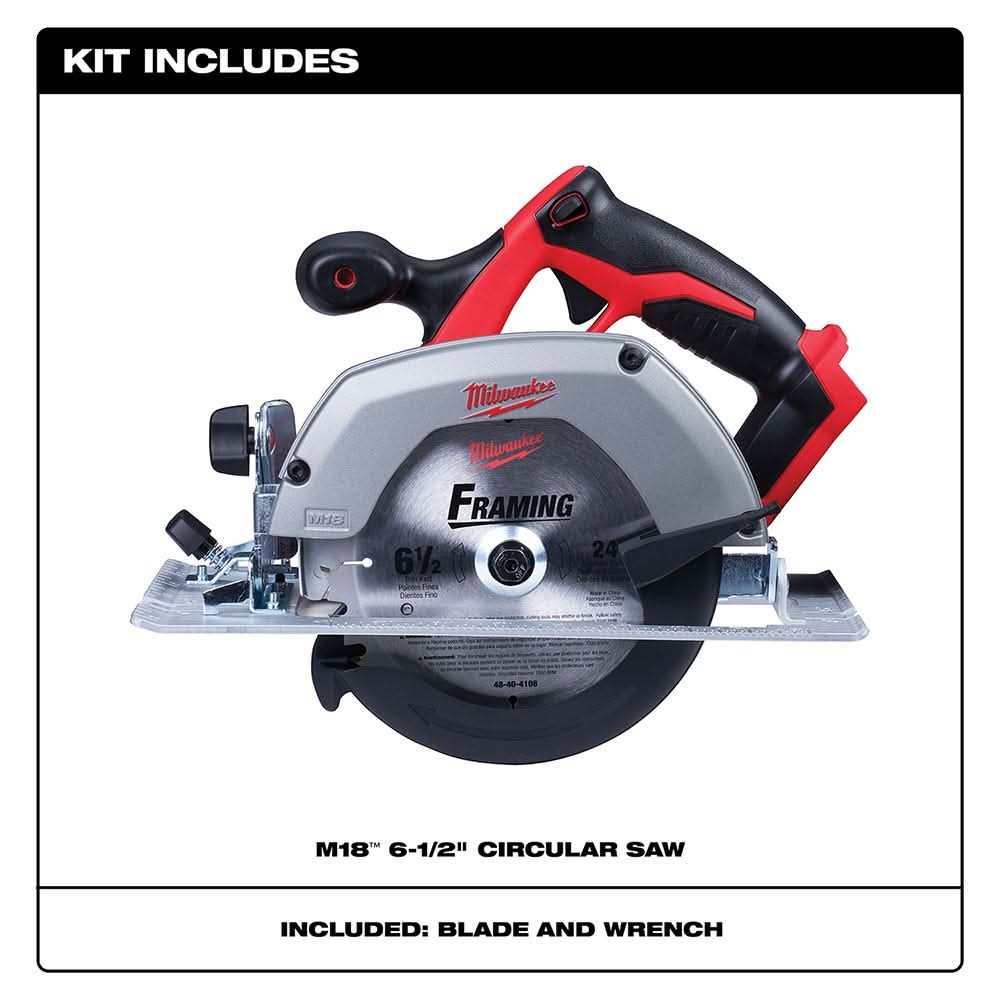 Milwaukee M18 6-1/2" Circular Saw with M18 REDLITHIUM HIGH OUTPUT XC 6.0Ah Battery 2-Pack