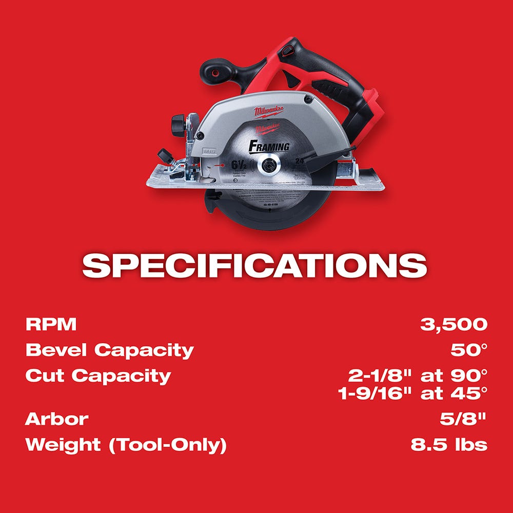 Milwaukee 2630-20 M18 Cordless 6-1/2" Circular Saw