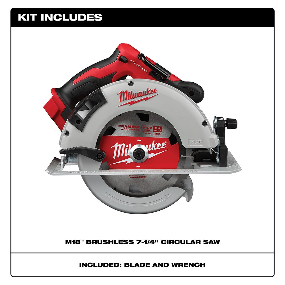 Milwaukee 2631-20 M18 Brushless 7-1/4" Circular Saw, Tool Only