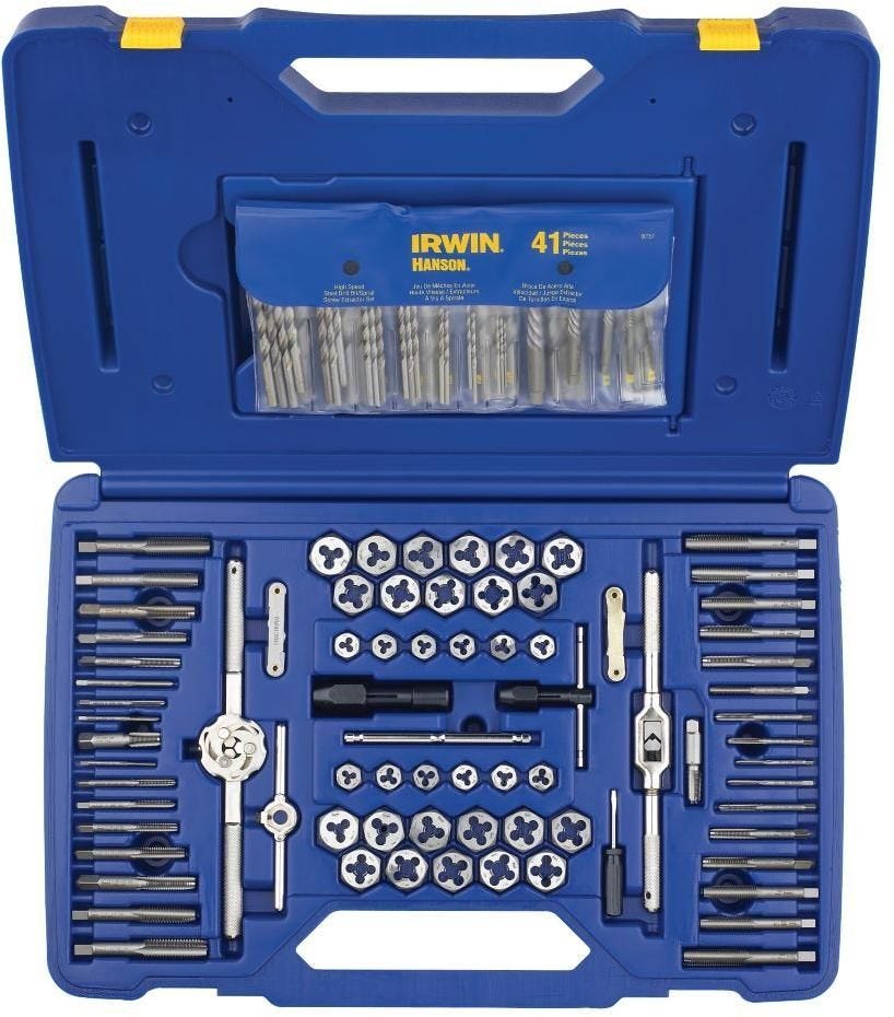 Irwin 26377 HANSON Machine Screw/Fractional/Metric Tap Die Extractor and Drill Bit 117 Piece Set