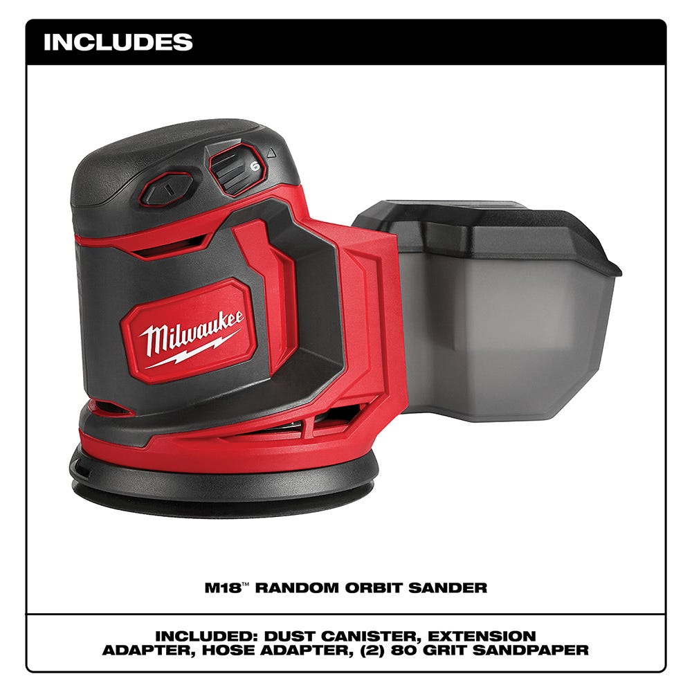 Milwaukee 2648-20 M18 Cordless 5-Inch Random Orbit Sander, Tool Only