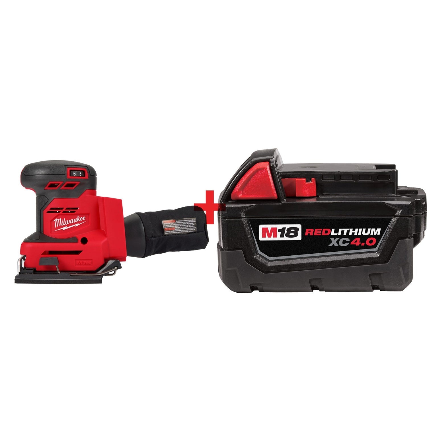 Milwaukee M18 1/4-Sheet Orbital Sander with M18 4.0Ah Extended Battery Pack