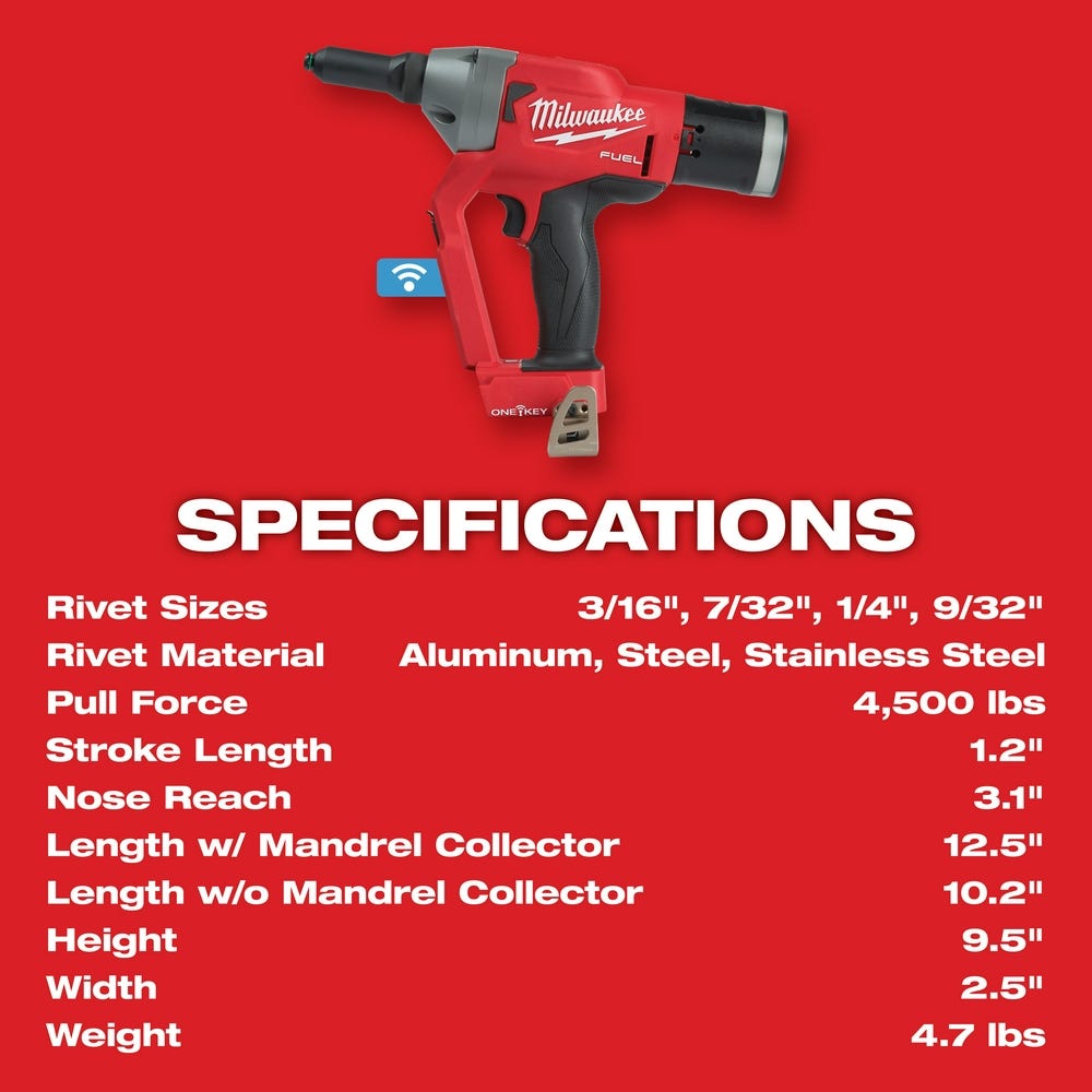Milwaukee 2660-20 M18 FUEL 1/4-Inch Blind Rivet Tool with ONE-KEY, Tool Only