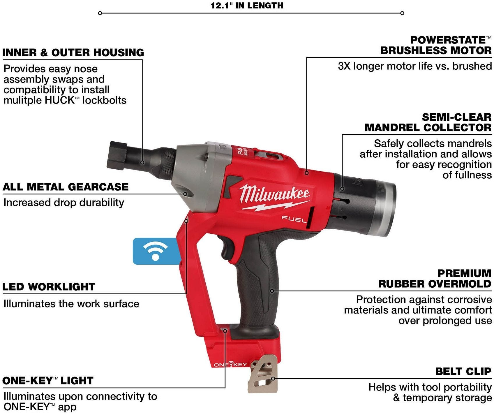 Milwaukee 2661-20 M18 FUEL 1/4" Lockbolt Tool w/ ONE-KEY, Tool Only