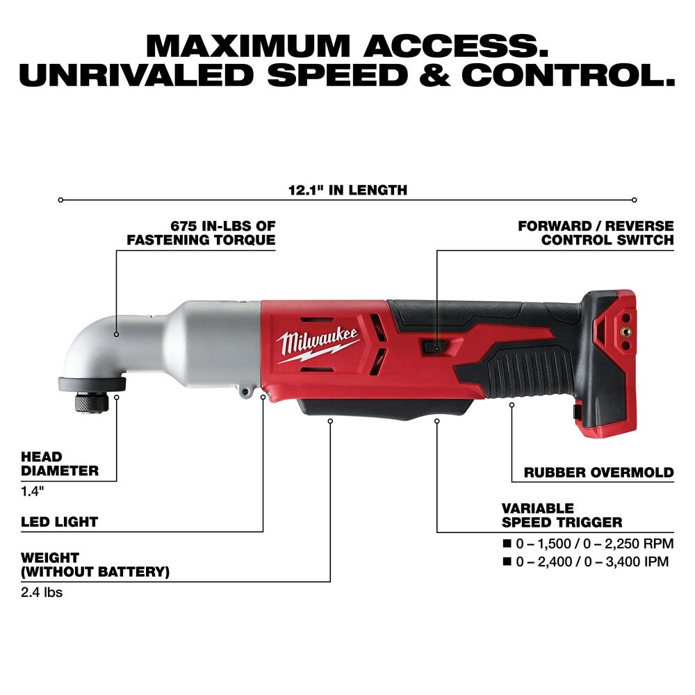 Milwaukee 2667-20 M18 Cordless 2-Speed 1/4" Right Angle Impact Driver
