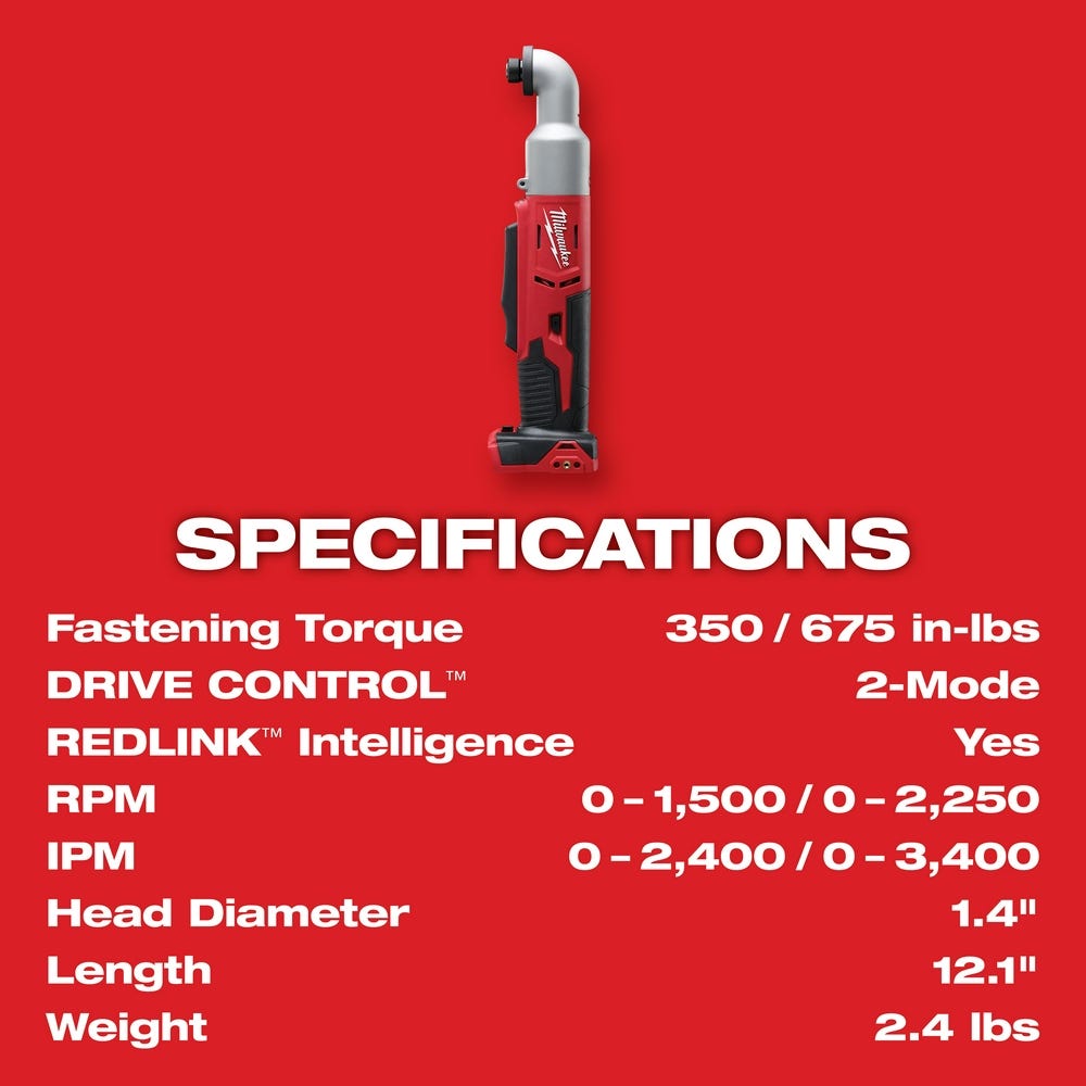 Milwaukee 2667-20 M18 Cordless 2-Speed 1/4" Right Angle Impact Driver
