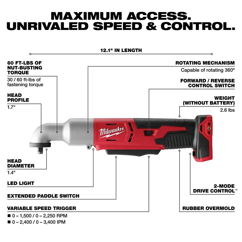 Milwaukee 2668-20 M18 Cordless 2-Speed 3/8" Right Angle Impact Wrench