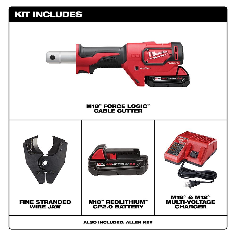 Milwaukee 2672-21 M18 FORCE LOGIC Cable Cutter Kit with 750 MCM Cu Jaws