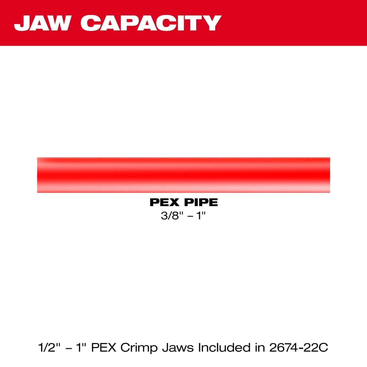 Milwaukee 2674-22C M18 Short Throw Press Tool Kit with PEX Crimp