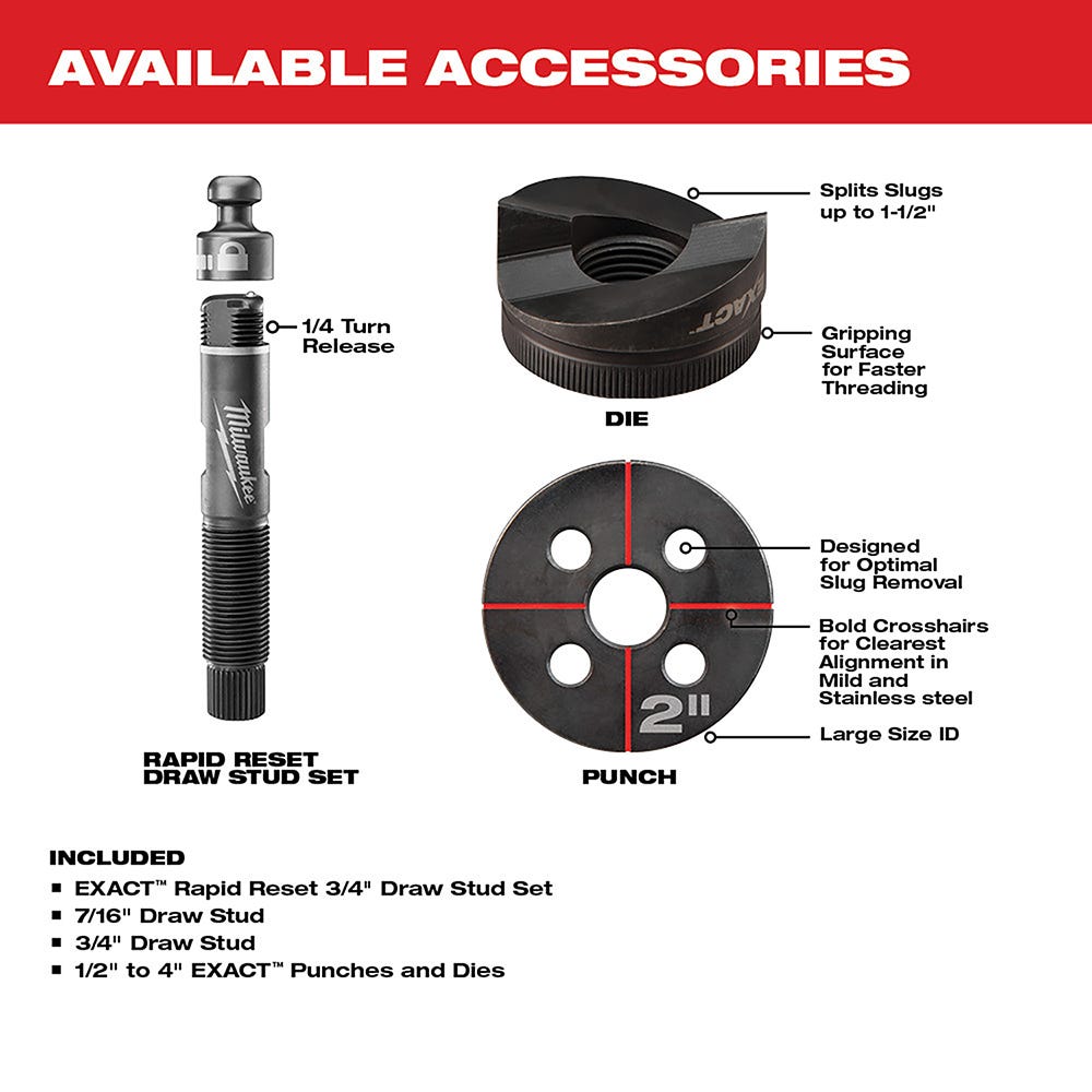 Milwaukee 2676-23 Force Logic M18 10-Ton Knockout Tool 1/2" to 4" Kit