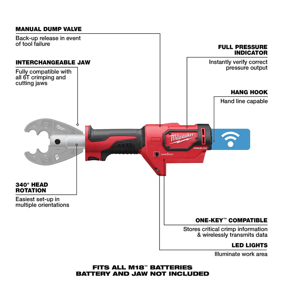 Milwaukee 2678-20 M18 Force Logic 6T Crimper, Tool Only