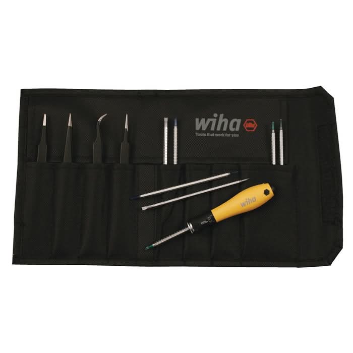 Wiha 26970 12-Piece ESD Safe Drive-Loc 4 and Tweezers Set
