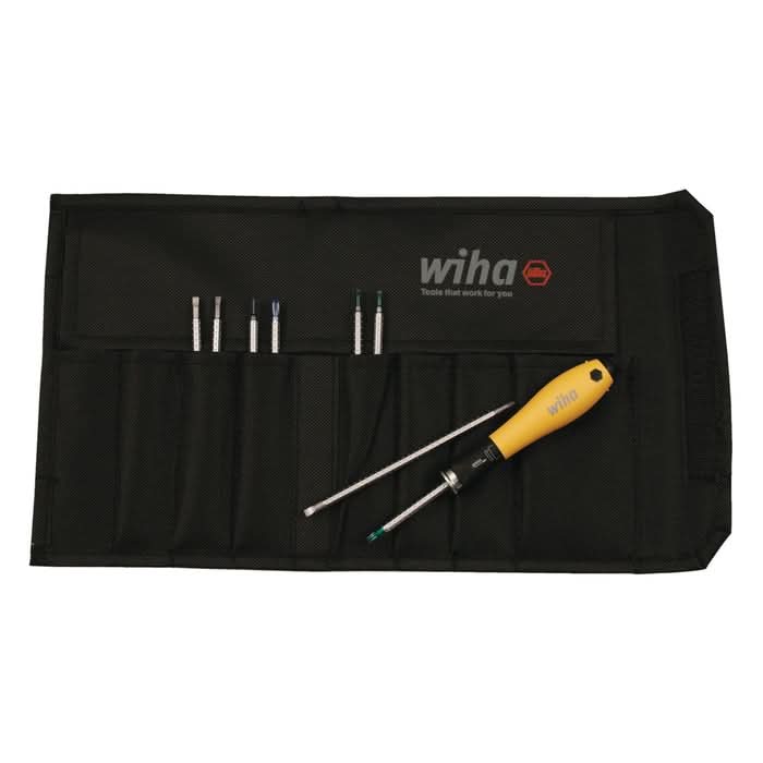 Wiha 26994 9-Piece ESD Dafe Drive-Loc VI Blade Set w/ Canvas Pouch