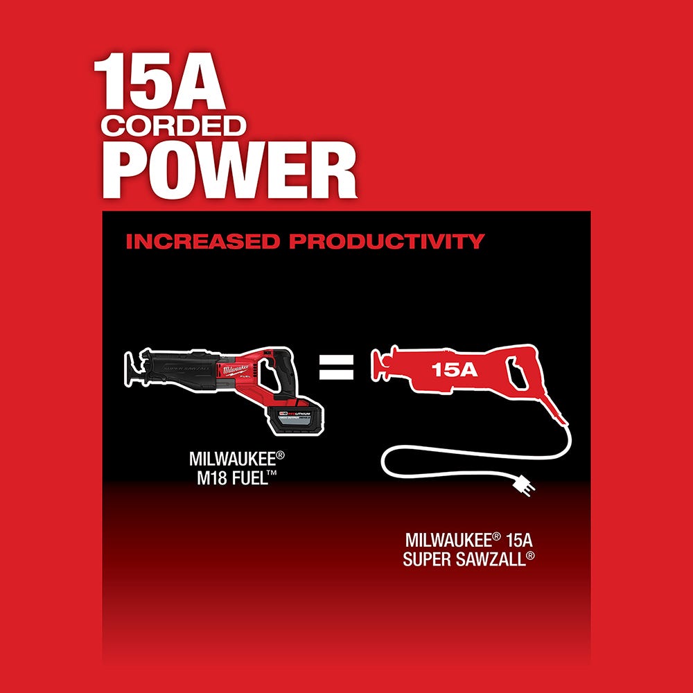 Milwaukee 2722-20 M18 Fuel Super Sawzall Reciprocating Saw, Tool Only
