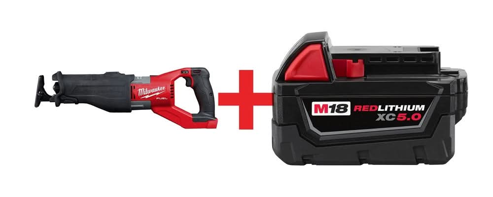 Milwaukee M18 Fuel Super Sawzall Reciprocating Saw with M18 XC 5.0Ah Battery Pack
