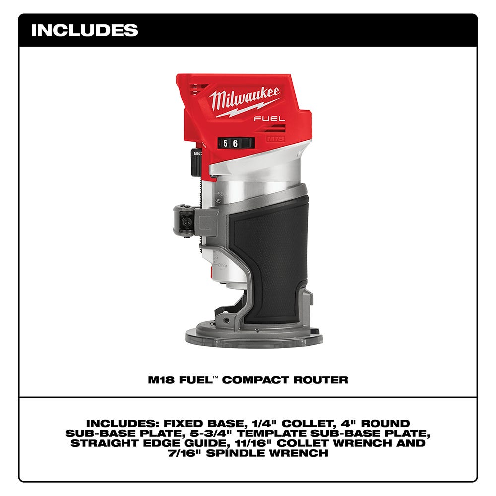 Milwaukee 2723-20 M18 FUEL Brushless Compact Router, Tool Only