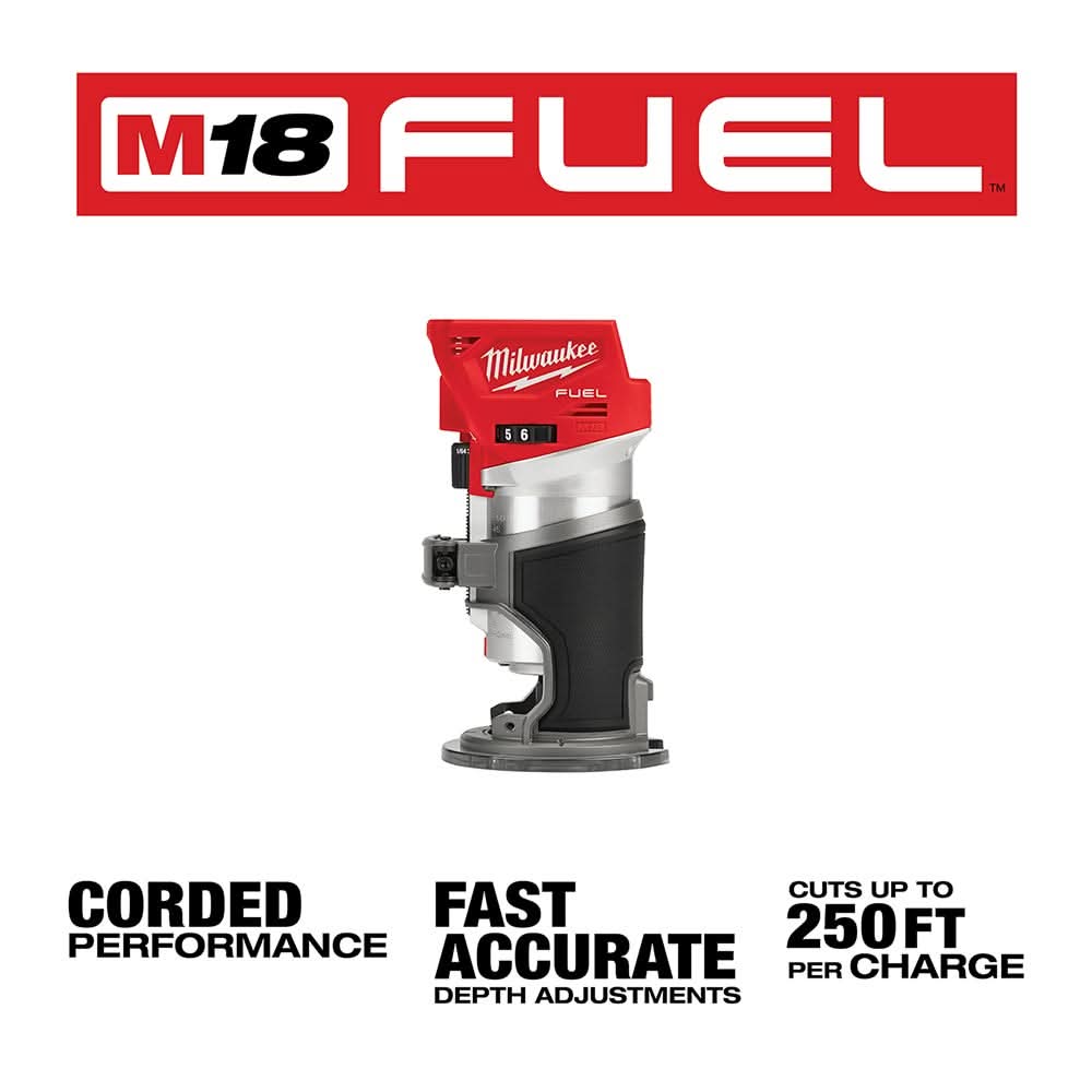 Milwaukee M18 FUEL Brushless Compact Router with M18 REDLITHIUM HIGH OUTPUT XC 6.0Ah Battery 2-Pack
