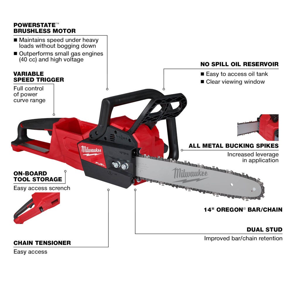 Milwaukee 2727-20 M18 FUEL 16" Chainsaw, Tool Only