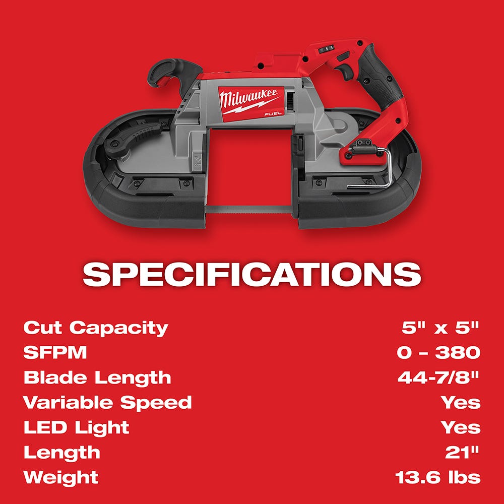 Milwaukee 2729S-22 M18 FUEL Deep Cut Dual-Trigger Band Saw 5.0Ah Kit