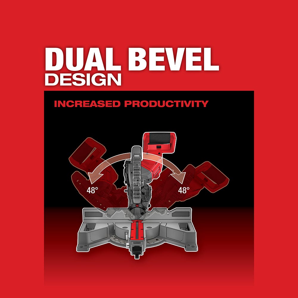 Milwaukee 2733-20 M18 Fuel 7-1/4 Dual Bevel Sliding Compound Miter Saw, Tool Only