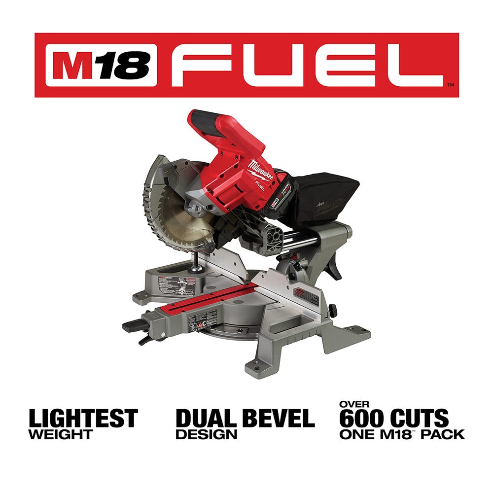 Milwaukee 2733-21 M18 FUEL 7-1/4 Dual Bevel Sliding Compound Miter Saw 5.0Ah Kit