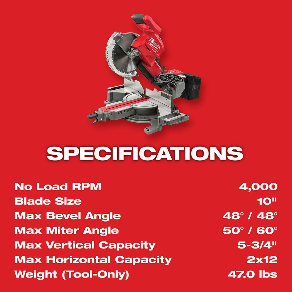 Milwaukee 2734-20 M18 10" Dual Bevel Sliding Compound Miter Saw