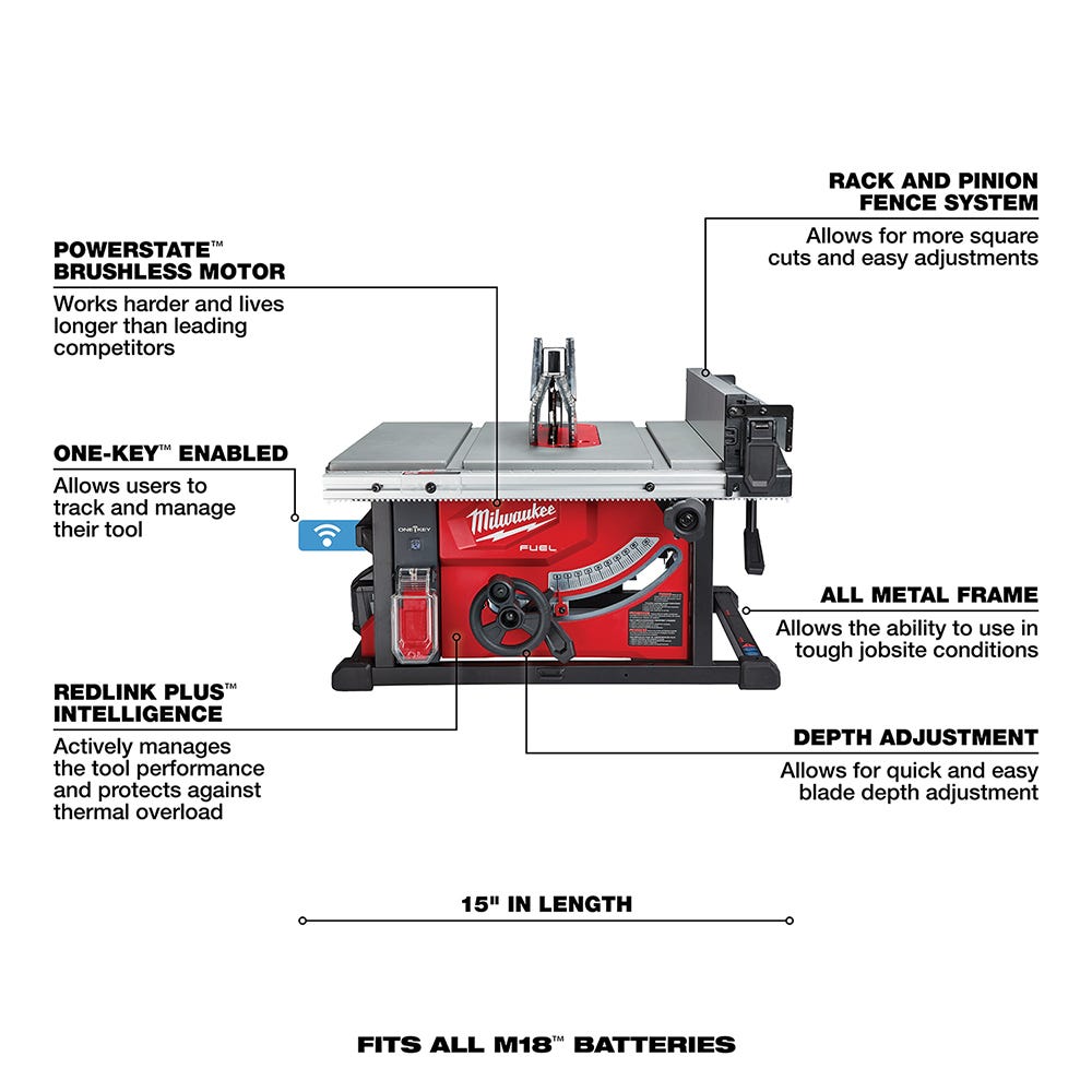 Milwaukee 2736-21HD M18 FUEL 8-1/4-Inch Table Saw with One-Key 12.0Ah HD Kit