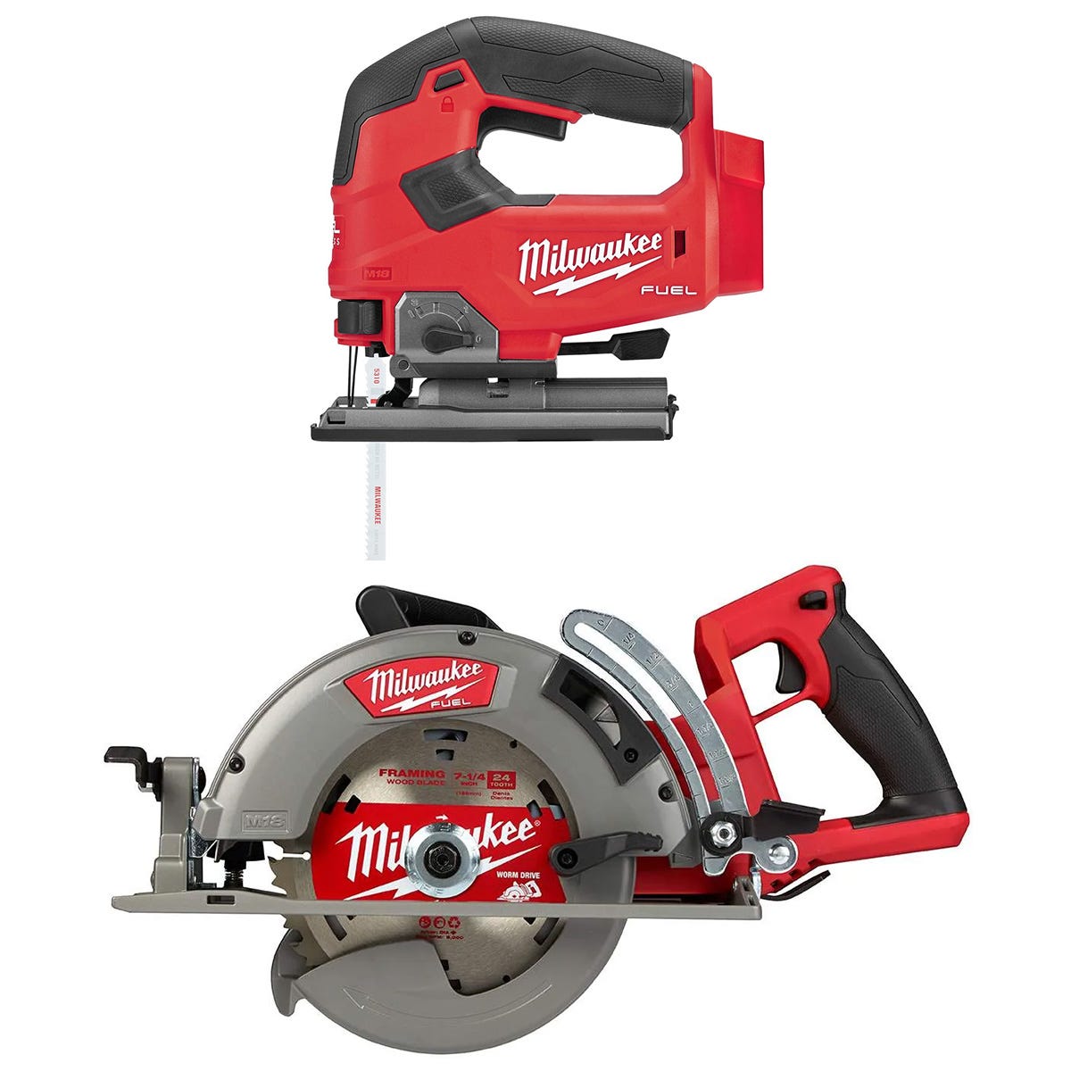 Milwaukee 2737-20 M18 Fuel D-Handle Jig Saw with Brushless Rear Handle 7-1/4" Circular Saw Kit