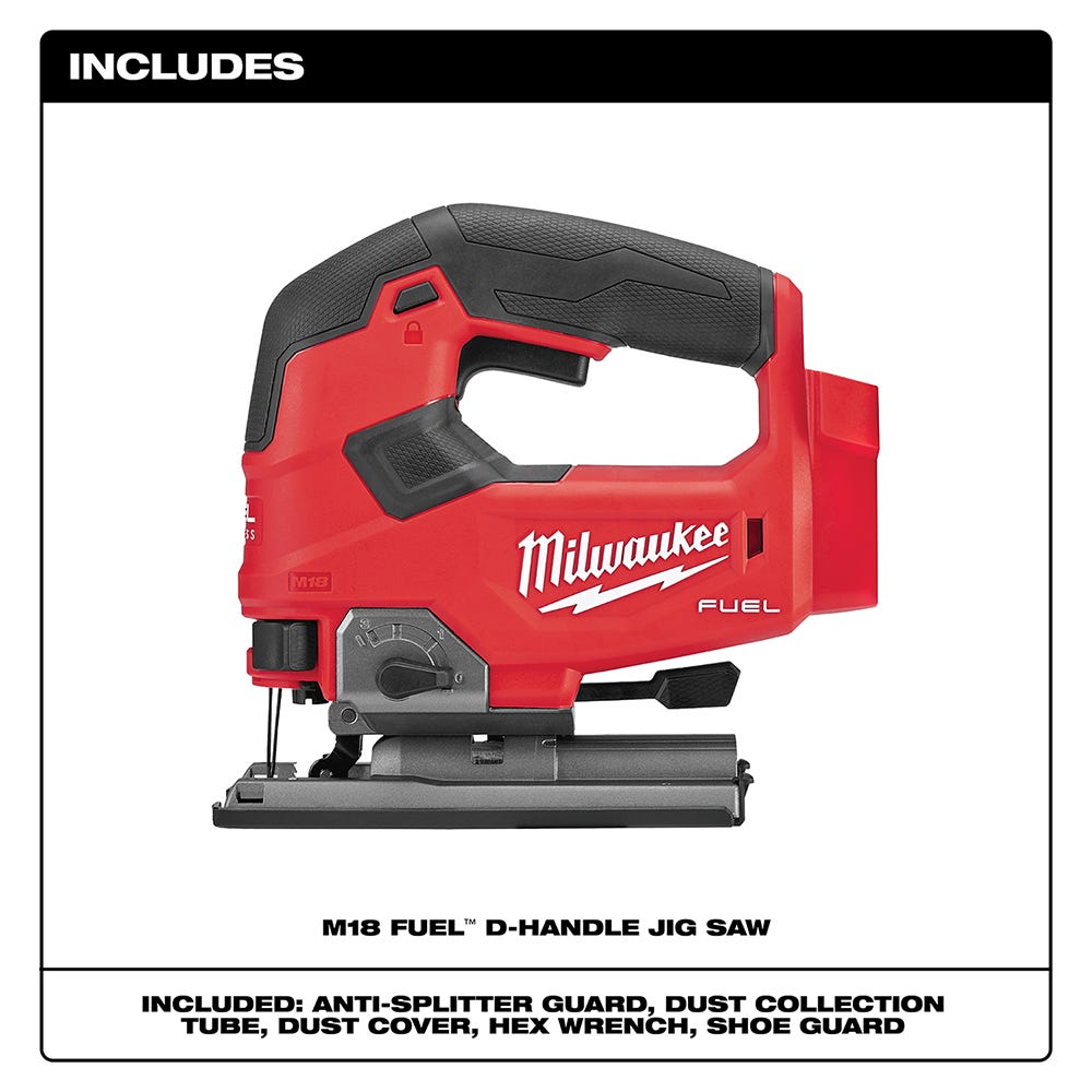 Milwaukee M18 Fuel D-Handle Jig Saw with M18 REDLITHIUM HIGH OUTPUT XC 6.0Ah Battery 2-Pack