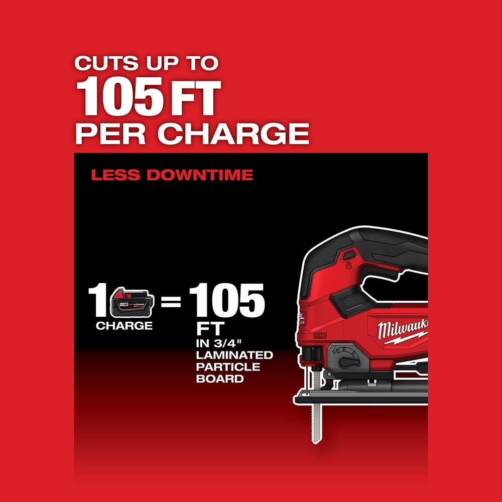 Milwaukee M18 Fuel D-Handle Jig Saw with M18 REDLITHIUM HIGH OUTPUT XC 6.0Ah Battery 2-Pack