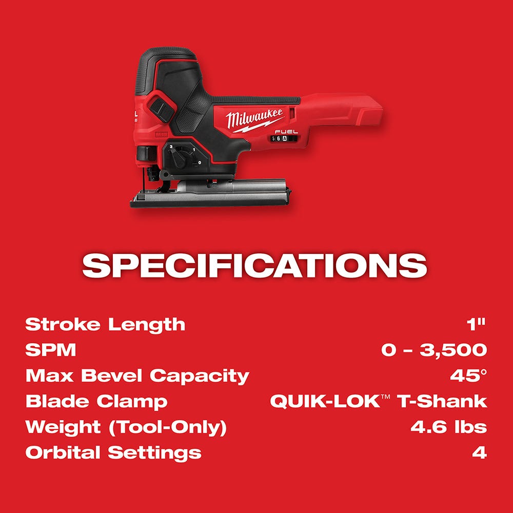 Milwaukee 2737B-20 M18 Fuel Barrel Grip Jig Saw, Tool Only