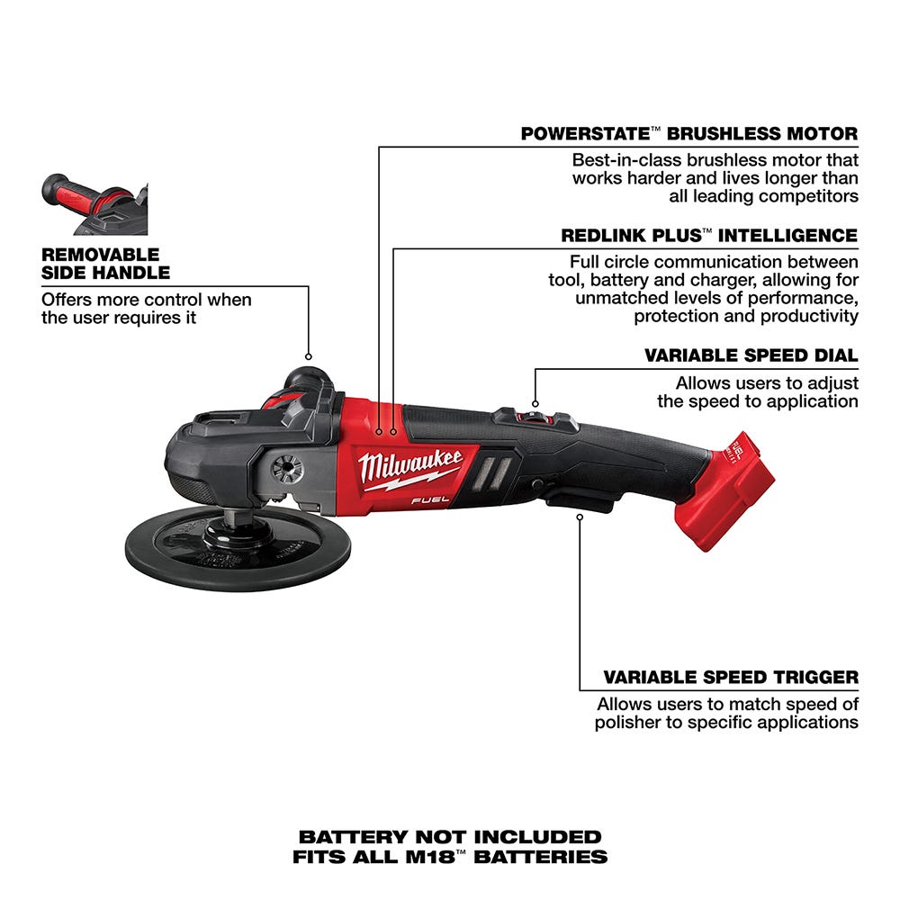 Milwaukee 2738-20 M18 7" Variable Speed Polisher (Tool Only)
