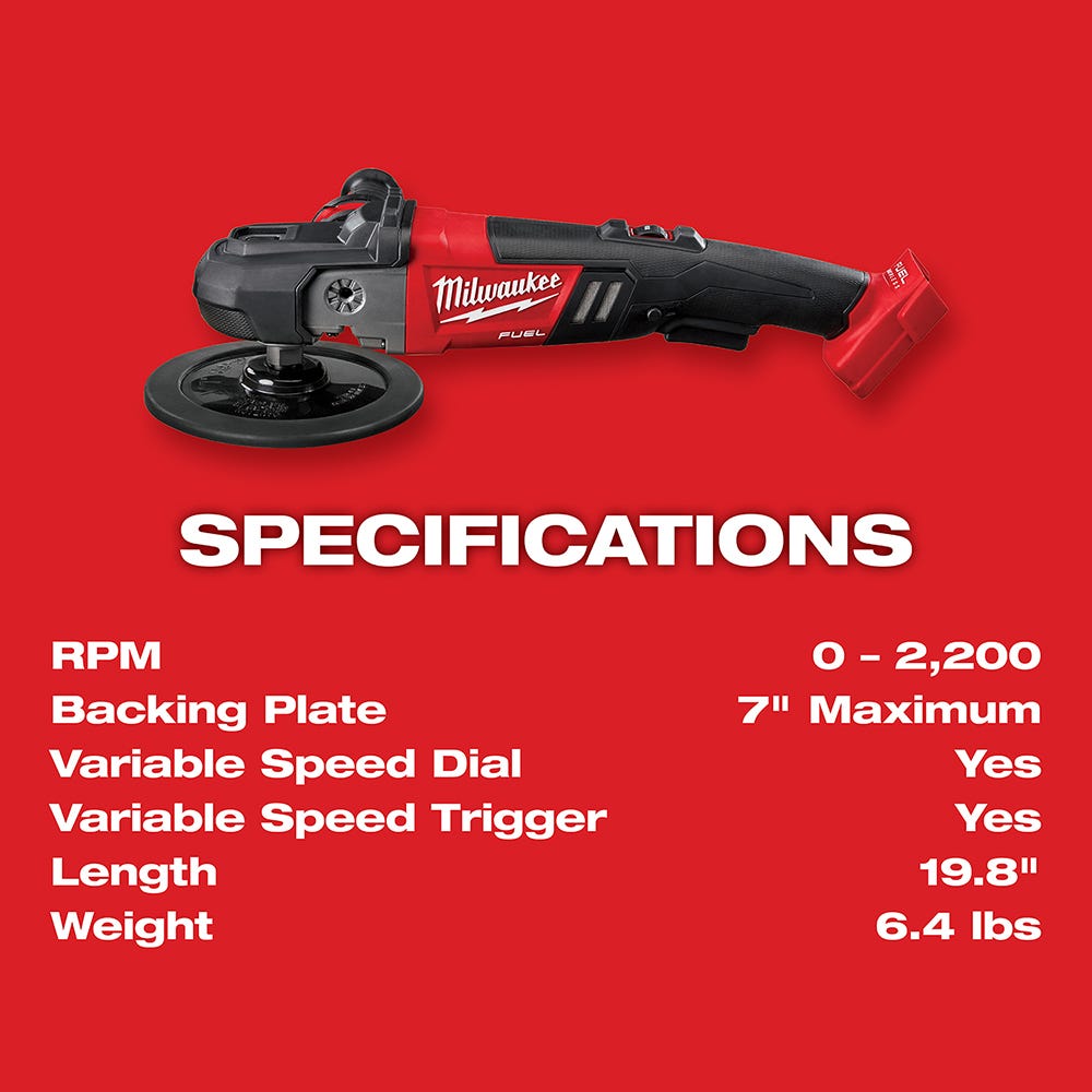 Milwaukee 2738-20 M18 7" Variable Speed Polisher (Tool Only)