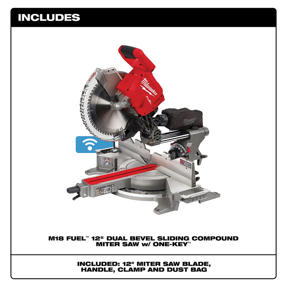Milwaukee 2739-20 M18 FUEL 12" Dual Bevel Sliding Compound ONE-KEY Miter Saw, Tool Only