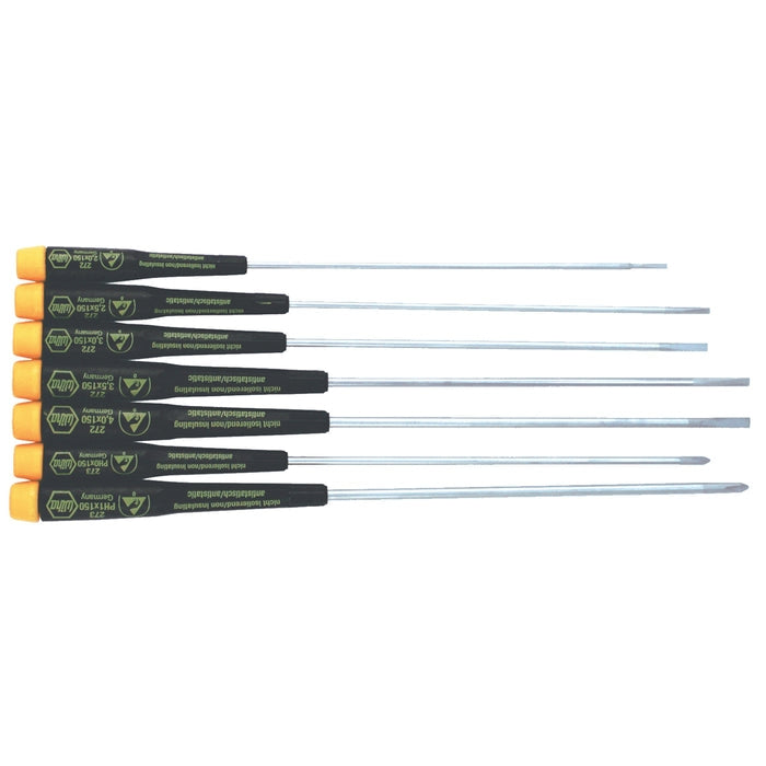 Wiha 27393 7-Piece ESD Safe Precision Extra Long Screwdriver Set
