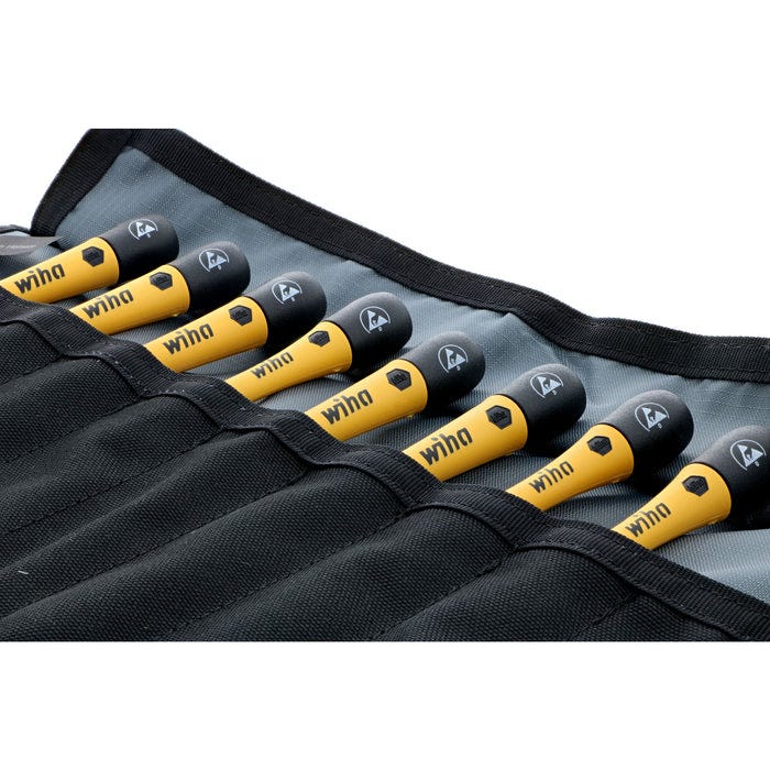 Wiha 27396 8-Piece ESD Safe PicoFinish Precision Screwdriver Set in Pouch