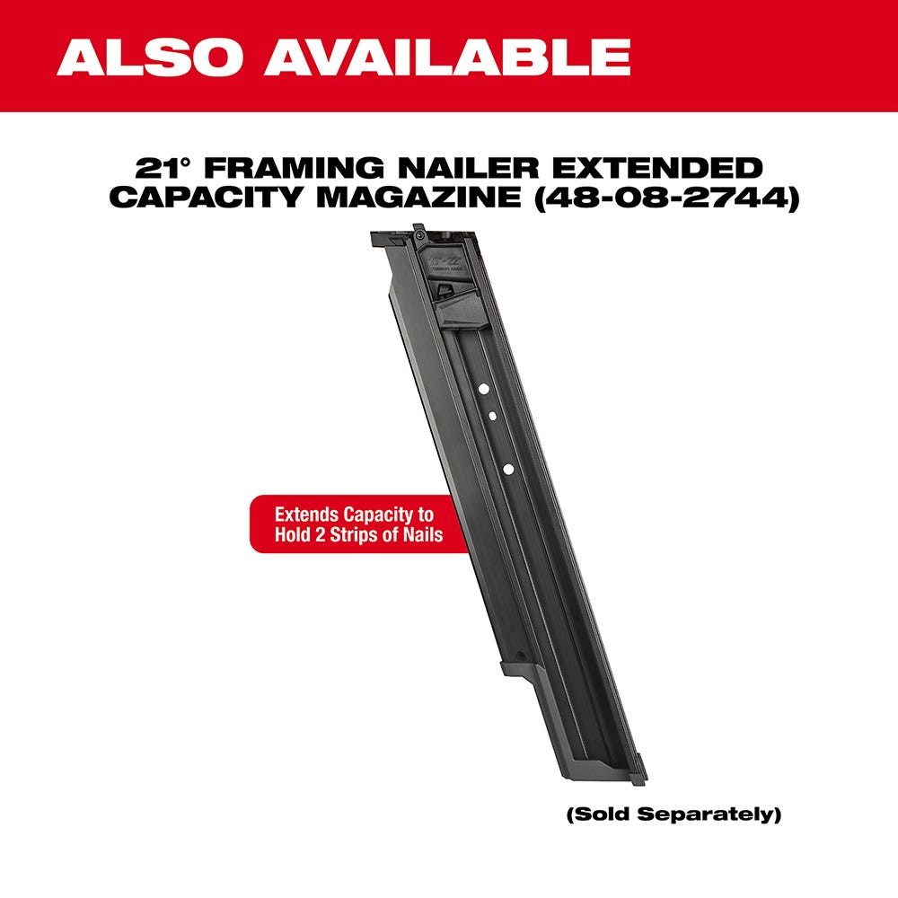 Milwaukee 2744-20 M18 FUEL Brushless 21-Degree Framing Nailer, Tool Only