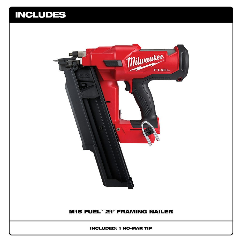 Milwaukee 2744-20 M18 FUEL Brushless 21-Degree Framing Nailer, Tool Only