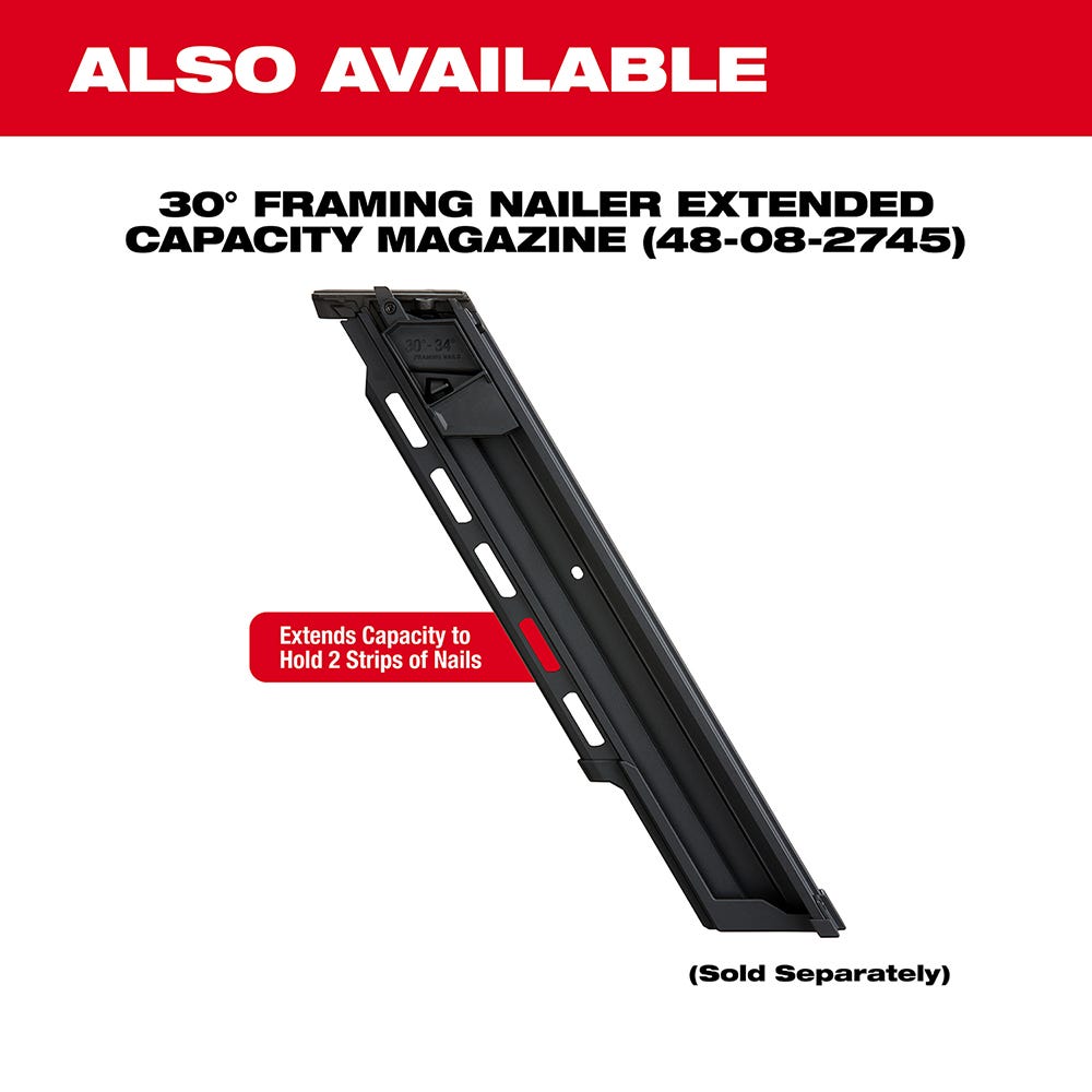 Milwaukee 2745-20 M18 FUEL Brushless 30-Degree Framing Nailer, Tool Only