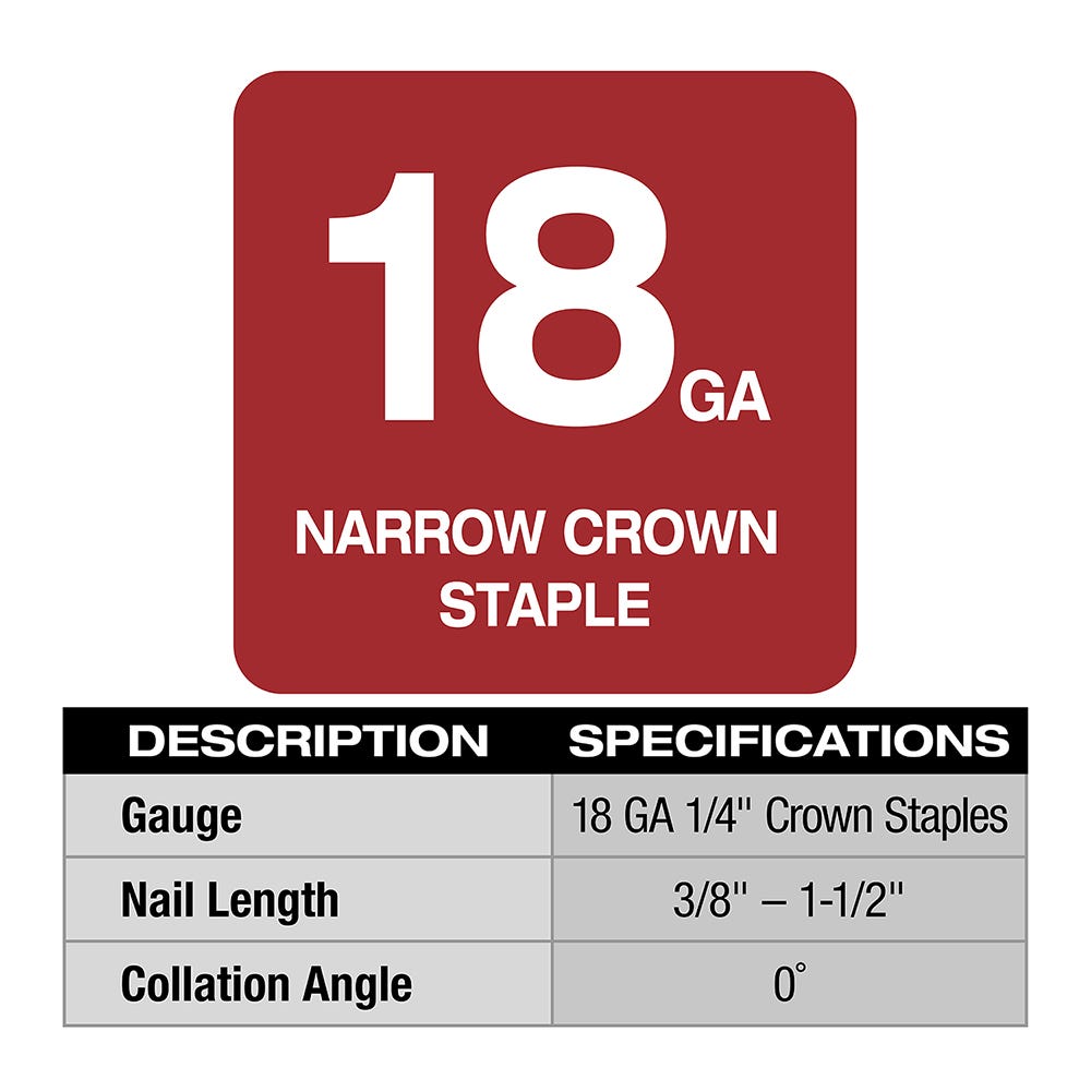 Milwaukee 2749-20 M18 FUEL 18-Gauge 1/4" Narrow Crown Stapler, Tool Only