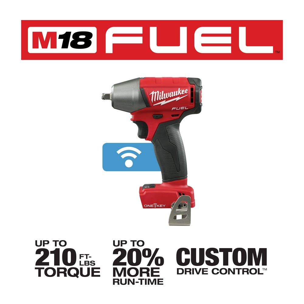 Milwaukee 2758-20 M18 ONE-KEY 3/8" Compact Impact Wrench w/ Friction Ring, Tool Only