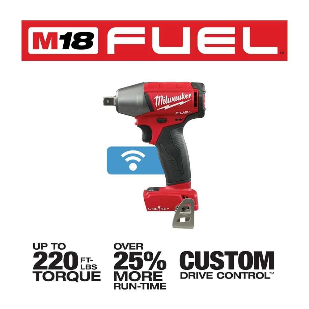 Milwaukee 2759-20 M18 ONE-KEY 1/2" Compact Impact Wrench w/ Pin Detent, Tool Only