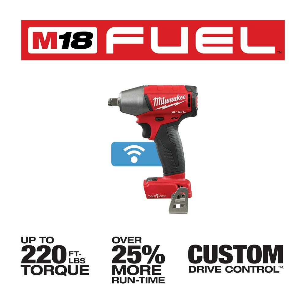 Milwaukee 2759B-20 M18 ONE-KEY 1/2" Compact Impact Wrench w/ Friction Ring, Tool Only