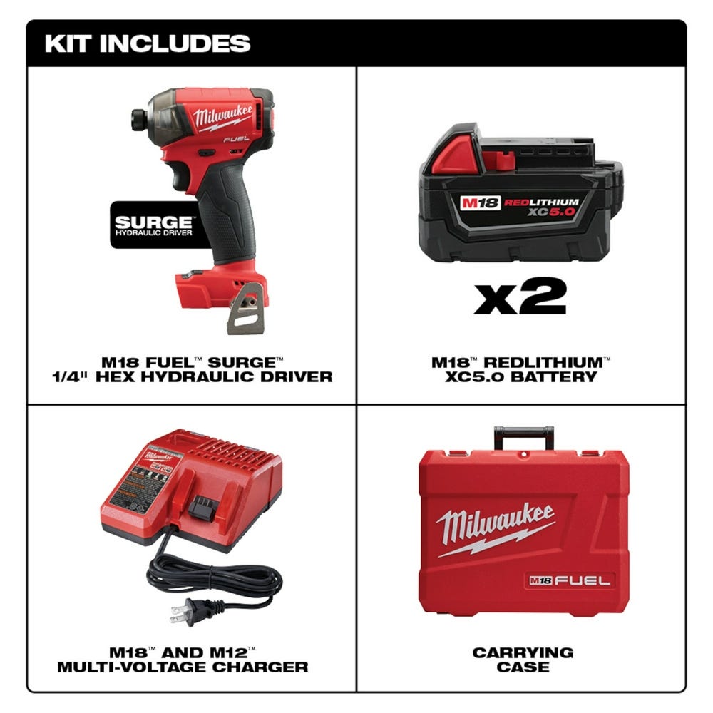 Milwaukee 2760-22 M18 FUEL SURGE 1/4" Hex Hydraulic Driver Kit