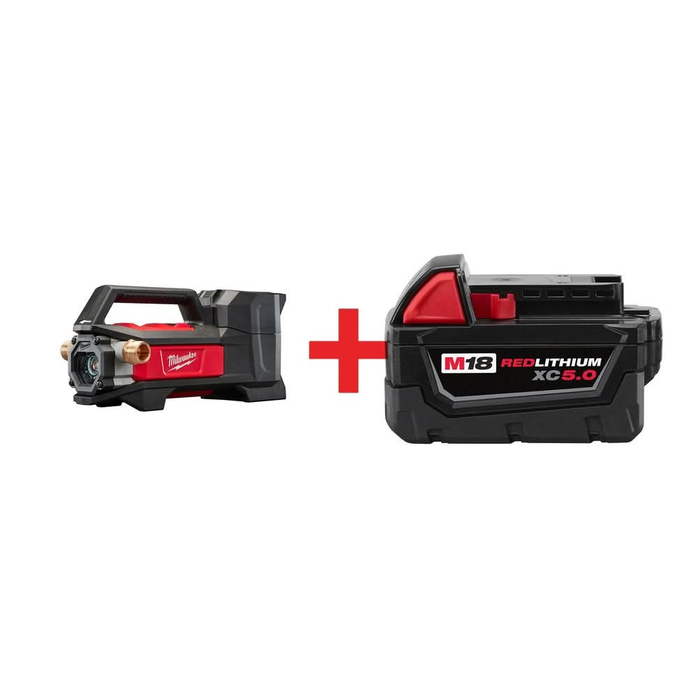 Milwaukee M18 Water Transfer Pump with M18 REDLITHIUM XC 5.0Ah Extended Capacity Battery Pack