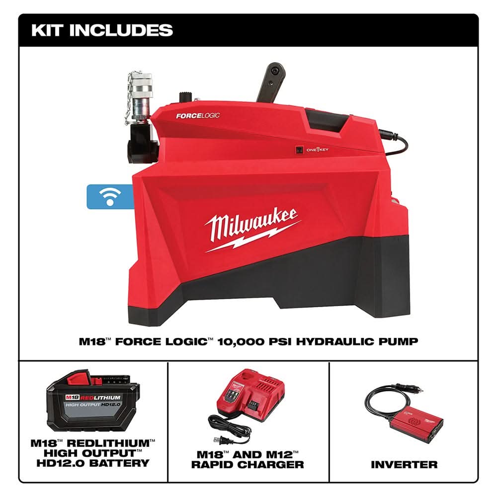 Milwaukee 2774-21HD M18 FORCE LOGIC 10,000 PSI Hydraulic Pump 12.0Ah Kit