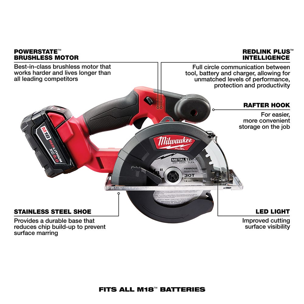 Milwaukee 2782-20 M18 Fuel 5-3/8" Metal Cutting Circular Saw, Tool Only