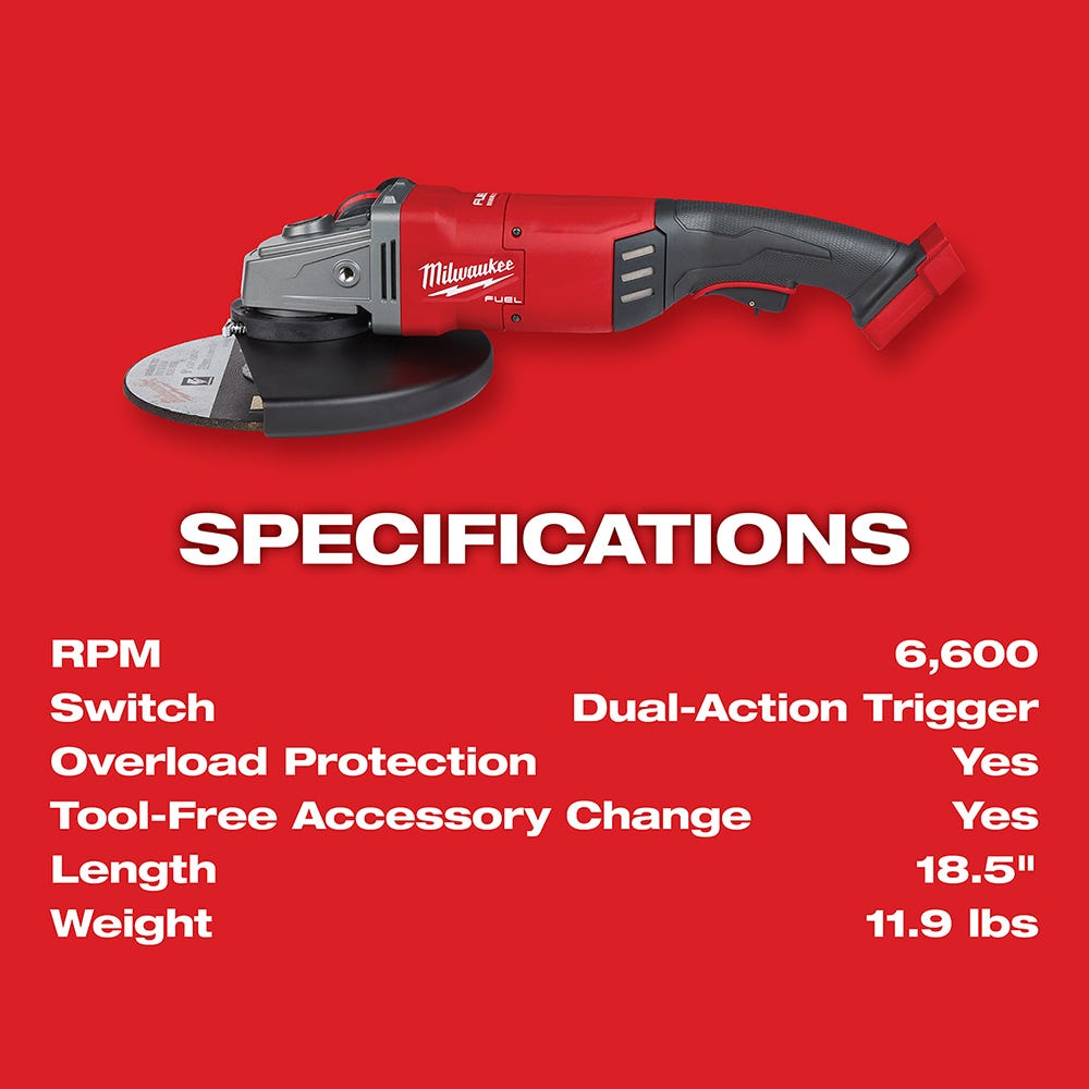 Milwaukee 2785-20 M18 FUEL 7" / 9" Large Angle Grinder, Tool Only