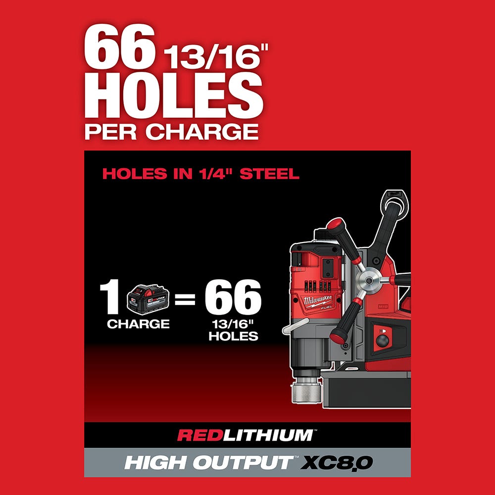 Milwaukee 2788-22HD M18 FUEL 1-1/2" Lineman Magnetic Drill High Demand 8.0Ah Kit